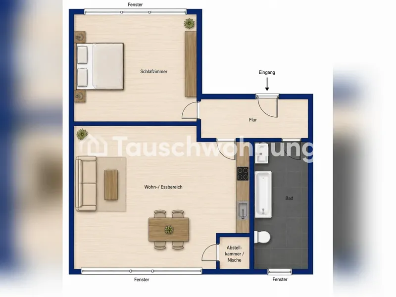 Tauschwohnung: Gemütliche 1 Zimmerwohnung /Schlaf und Wohnzimmer getrennt — photo 1